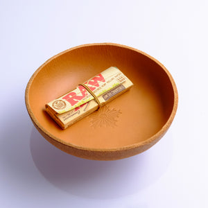 盆皿 (Handmade Leather bowl) キャメル・型押し