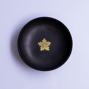 盆皿 (Handmade Leather bowl) ブラック・スタンプ