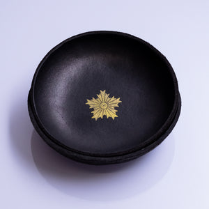 盆皿 (Handmade Leather bowl) ブラック・スタンプ